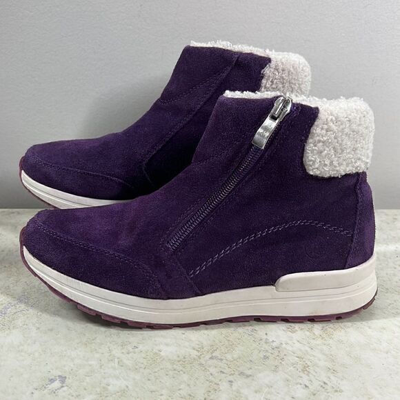 Lands End Purple Suede Zip Bootie 6.5 - Picture 2 of 8